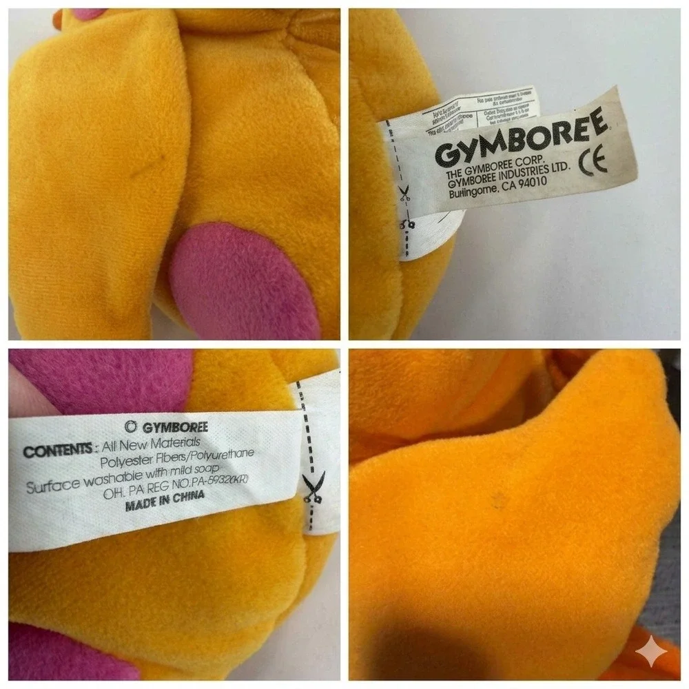 Gymboree Orange Pink Polka Dot Duck Plush Hand Puppet Vintage Toy Y2K